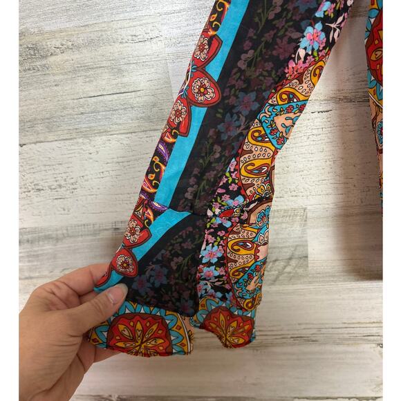 Johnny Was womens XS boho silk long sleeve Mandala Margot blouse new flutter fit - Picture 6 of 8